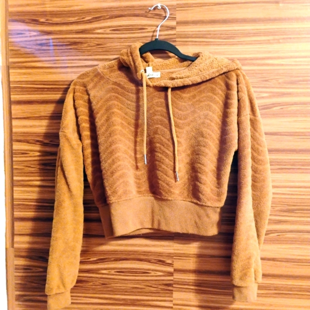 Burnt orange cozy cropped hoodie